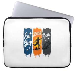 Essen Schlafen Fußball Wiederholen Vintage Fußball Laptopschutzhülle