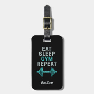 Essen Schlafen Gym Wiederholen Gymnastik Vintage F Gepäckanhänger
