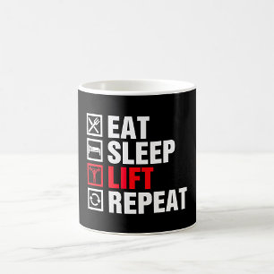 Essen Schlafen Heben Wiederholen Kaffeetasse