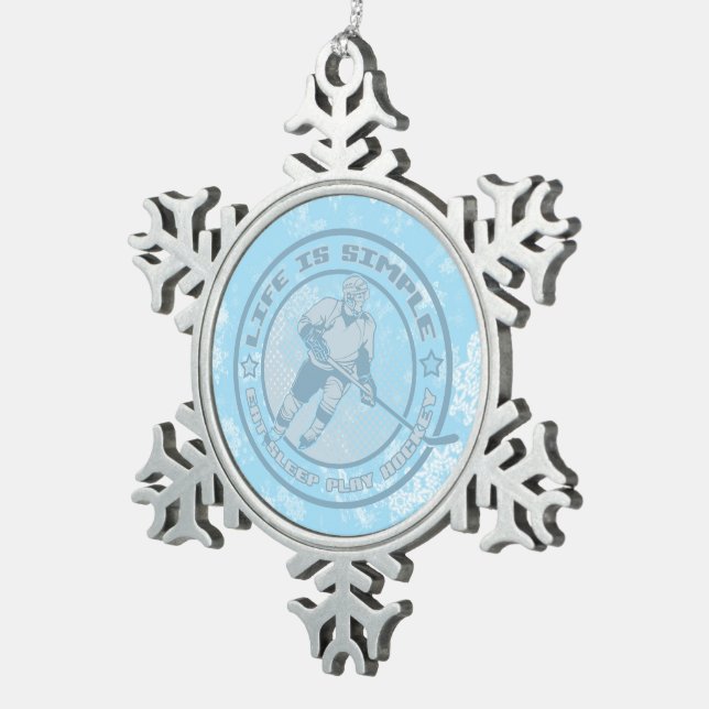 Essen, schlafen, Hockey Tree Snowflake Ornament sp (Rechts)