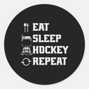 Essen Schlafen Hockey Wiederholen Eishockey Spiele Runder Aufkleber