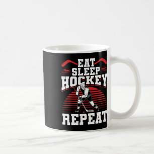 Essen Schlafen Hockey Wiederholen Eishockeyspieler Kaffeetasse
