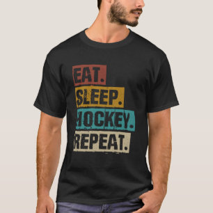 Essen Schlafen Hockey Wiederholen Retro Vintage Ho T-Shirt