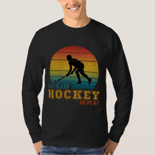 Essen Schlafen Hockey Wiederholen T-Shirt