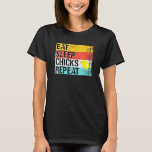 Essen Schlafen Hühner Wiederholen Vintage Hühnchen T-Shirt