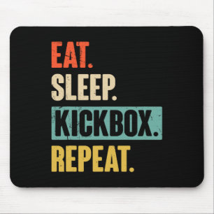Essen Schlafen Kickboxen Wiederholen Retro Kickbox Mousepad