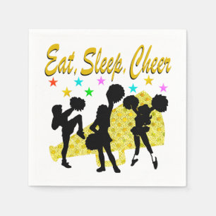 ESSEN, SCHLAFEN, KIRCHENGOLD-CHEERLEADING-DESIGN SERVIETTE