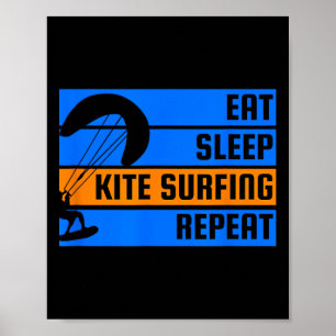 Essen Schlafen Kitesurfen Wiederholen Kitesurfer Poster