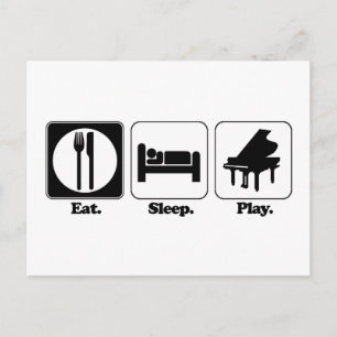 essen schlafen Klavier spielen Postkarte