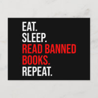 Essen. Schlafen. Lesen Sie verbotene Bücher. Wiede