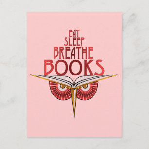Essen Schlafen Luft Bücher Postkarte