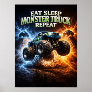 Essen Schlafen Monstertruck Poster