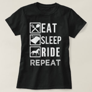 Essen Schlafen Pferde Reiten Wiederholen lustiger T-Shirt