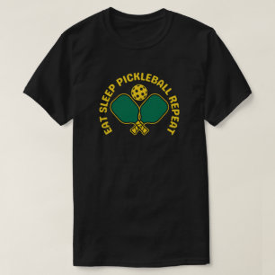 Essen Schlafen Pickleball Wiederholen Schwarz T-Sh T-Shirt