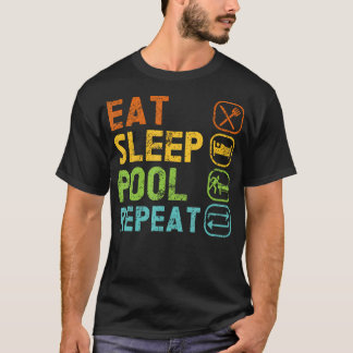 Essen Schlafen Pool Wiederholen Bälle Pool Snooker T-Shirt