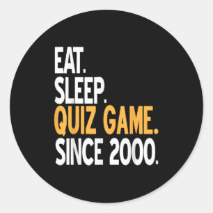 Essen Schlafen Quiz Spiel Vintage Gamer Leben Seit Runder Aufkleber