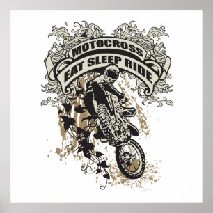 Essen, schlafen, Reiten Motocross Poster