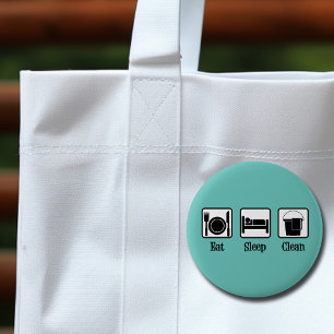 Essen Schlafen Saubere Niedliche Haushaltshilfe Aq Button