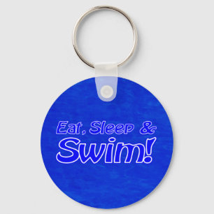 Essen, Schlafen & Schwimmen! Hellblau Schlüsselanhänger