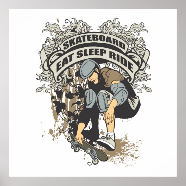 Essen, schlafen, Skateboard fahren Poster (Vorne)