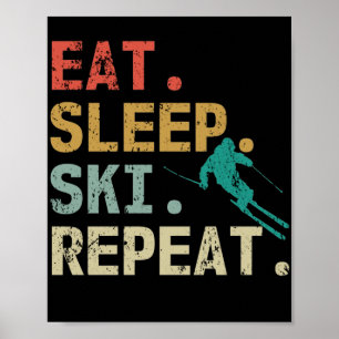 Essen Schlafen Ski Wiederholen Retro Vintage Skifa Poster