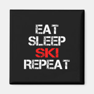 Essen Schlafen Ski Wiederholen Winter Berge Skilod Magnet