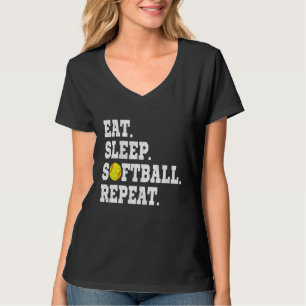 Essen Schlafen Softball Wiederholen Für Softball V T-Shirt