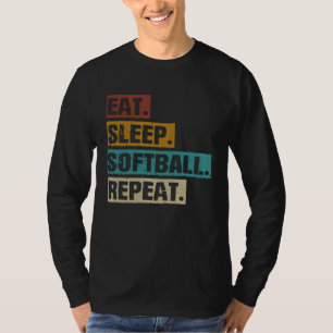 Essen Schlafen Softball Wiederholen Retro Vintage T-Shirt