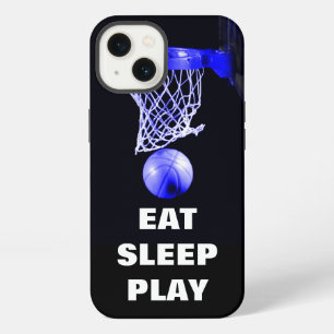Essen Schlafen Spielen Basketball Blau Schwarz iPhone Hülle