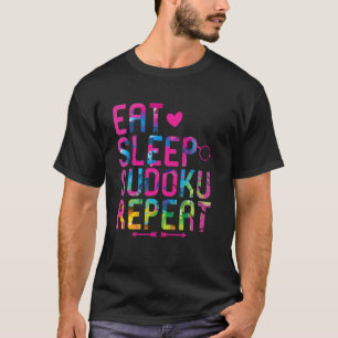 Essen Schlafen Sudoku Wiederholen Lustig Motiviere T-Shirt