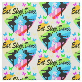 ESSEN, SCHLAFEN, TANZEN - HERZ UND SCHALTFLÄCHEN STOFF