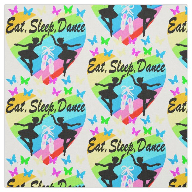 ESSEN, SCHLAFEN, TANZEN - HERZ UND SCHALTFLÄCHEN STOFF (Muster)