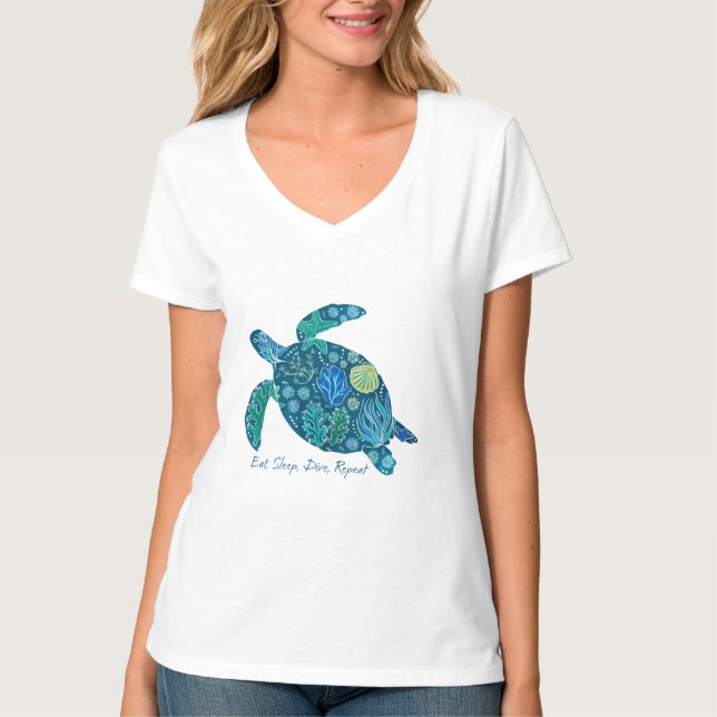 Essen, schlafen, tauchen wiederholen T-Shirt (Vorderseite)