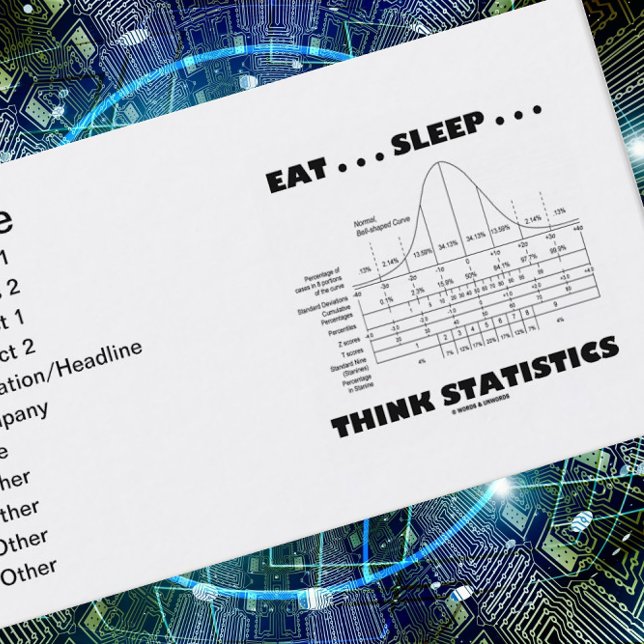 Essen... Schlafen... Think Statistics (Bell Curve) Visitenkarte (Customizable business card for any person who engages in "Eat ... Sleep ... Think Statistics"!)
