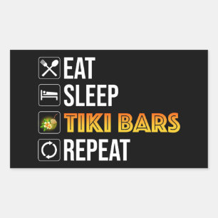 Essen. Schlafen. Tiki Bars. Wiederholen Rechteckiger Aufkleber