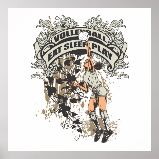Essen, schlafen, Volleyball spielen Poster (Vorne)
