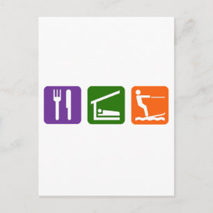 Essen Schlafen Wasser Skifahren Postkarte