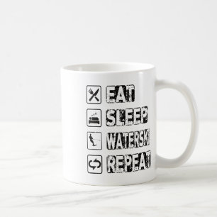 Essen Schlafen Wasserskifahren Wiederholen Wassers Kaffeetasse