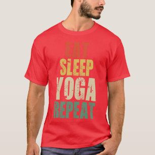 essen schlafen yoga wiederholen lustig yoga retro T-Shirt