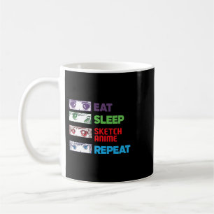Essen Schlafen Zeichnen Anime Wiederholen Skizzier Kaffeetasse