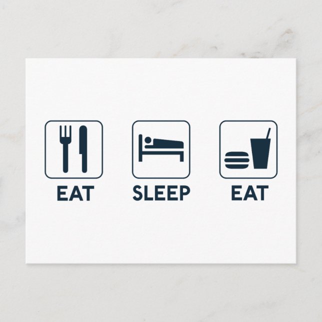 Essen schlafend essen postkarte (Vorderseite)