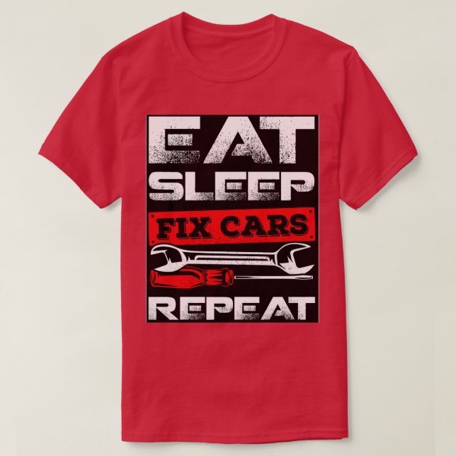 Essen schlafende Fix Autos wiederholen Race Car Me T-Shirt (Design vorne)