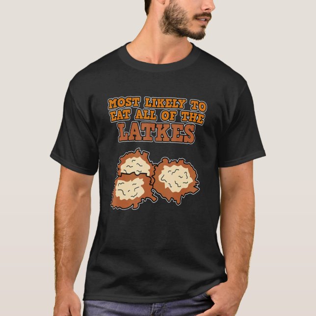 Essen Sie alle Latkes jüdisch Hanukkah Juden Famil T-Shirt (Vorderseite)