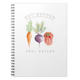 Essen Sie besser gesundes Aquarell Veggies- Notizblock