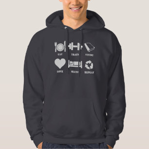 Essen Sie, bilden Sie aus, studieren Sie, Liebe, Hoodie