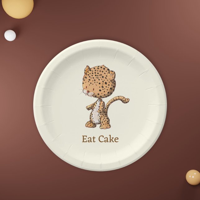 Essen Sie Cake Baby Leopard Safari Party Paper Tel Pappteller (Von Creator hochgeladen)