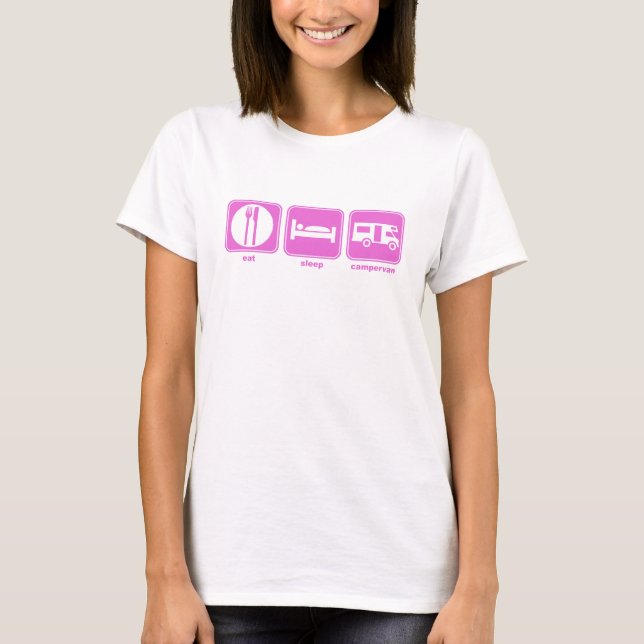 essen Sie campervan Rosa des Schlafes T-Shirt (Vorderseite)