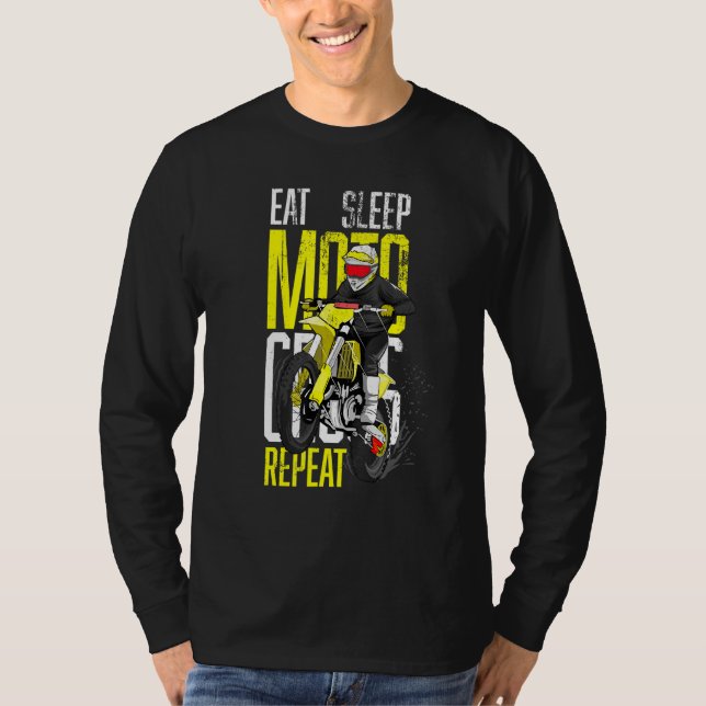Essen Sie das Motocross-Wiederholungszeichen für d T-Shirt (Vorderseite)