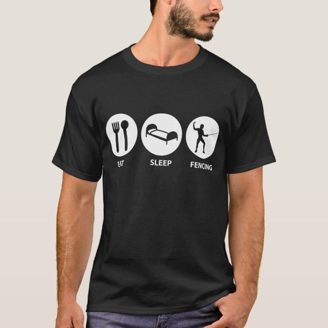 Essen Sie das Schlaf-Fechten T-Shirt (Vorderseite)