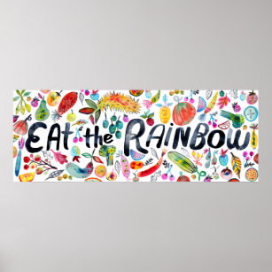 Essen Sie den Regenbogen farbenfrohe Wasserfarben  Poster